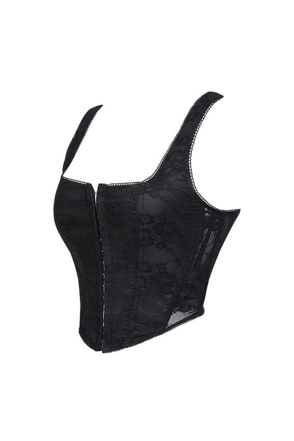Women's Corset Waist Trainer Steel Boned Bustier Torso Sculpting Cincher Underbust Corsetry, Black Size XL