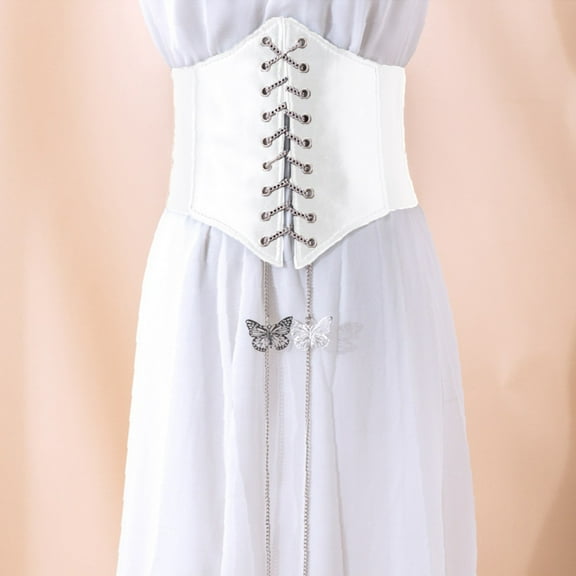 Women's Corset Women's -Wide Court Style Girdle Straps Bow Knot Chain Thin Elastic Girdle Belt Adjustable Leather Belt Wide Leather Belt Leather for Mens Slide Belts Fashion Belts for Men Zip Belt