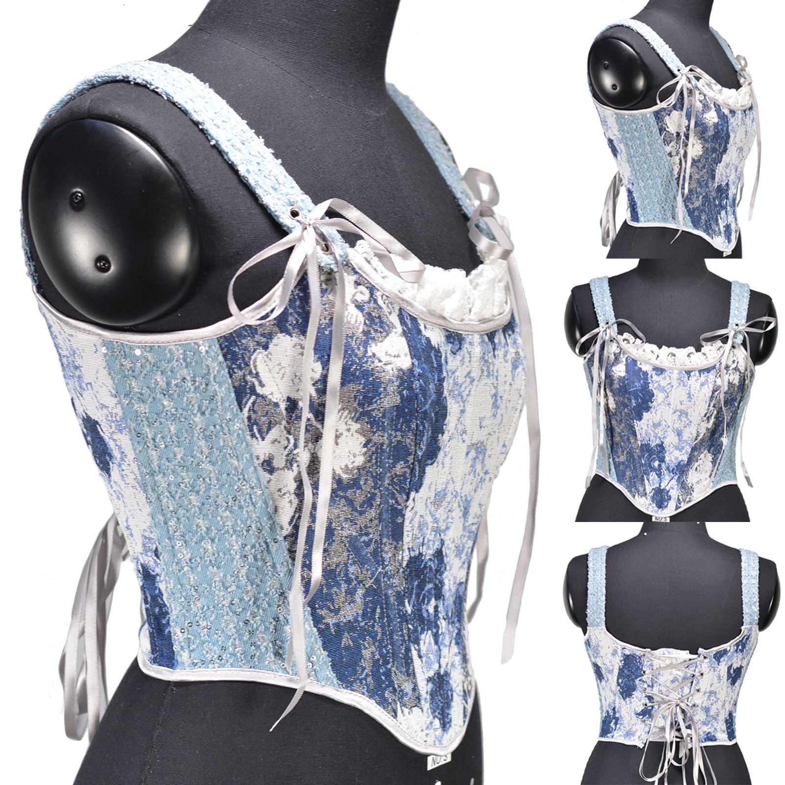 Women's Corsets Plus Size Lace Up Boned Jacquard Brocade