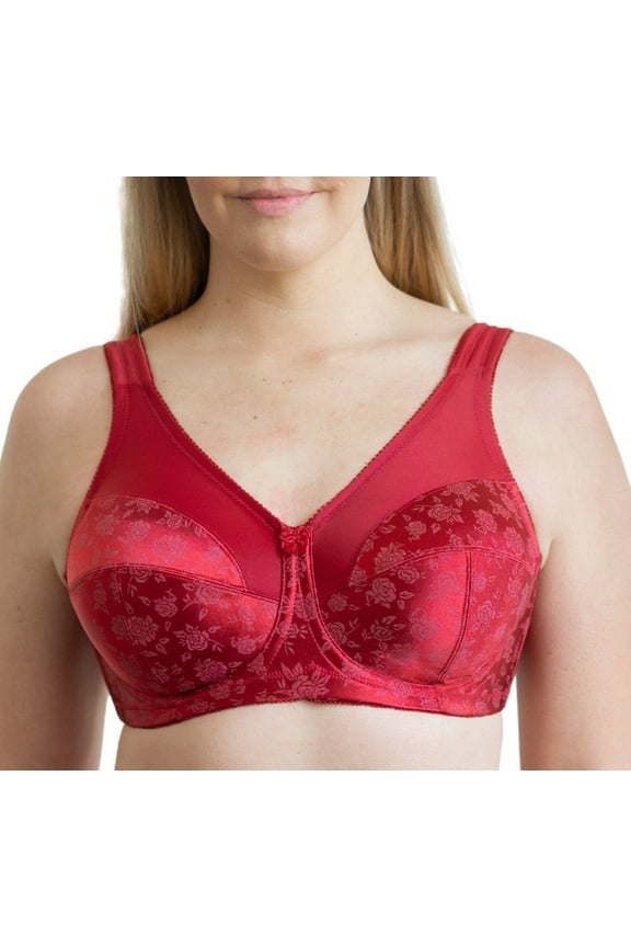 Women's Cortland Intimates 7102 Full Figure Wireless Seamed Cup Bra (Red Rio 32DD)