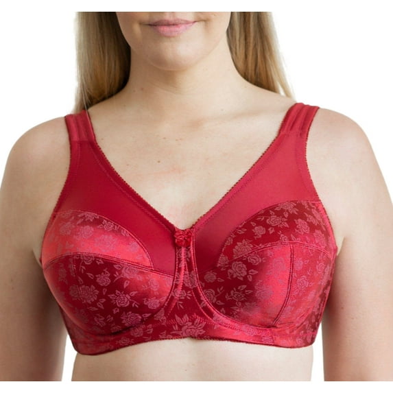 Women's Cortland Intimates 7102 Full Figure Wireless Seamed Cup Bra (Red Rio 48D)