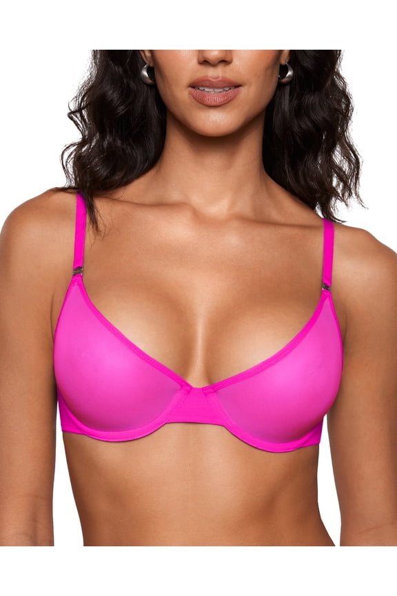 Women's Cosnufy Sheer Balconette Bra Demi Unlined Plunge Mesh See Through Sexy Bras Underwire