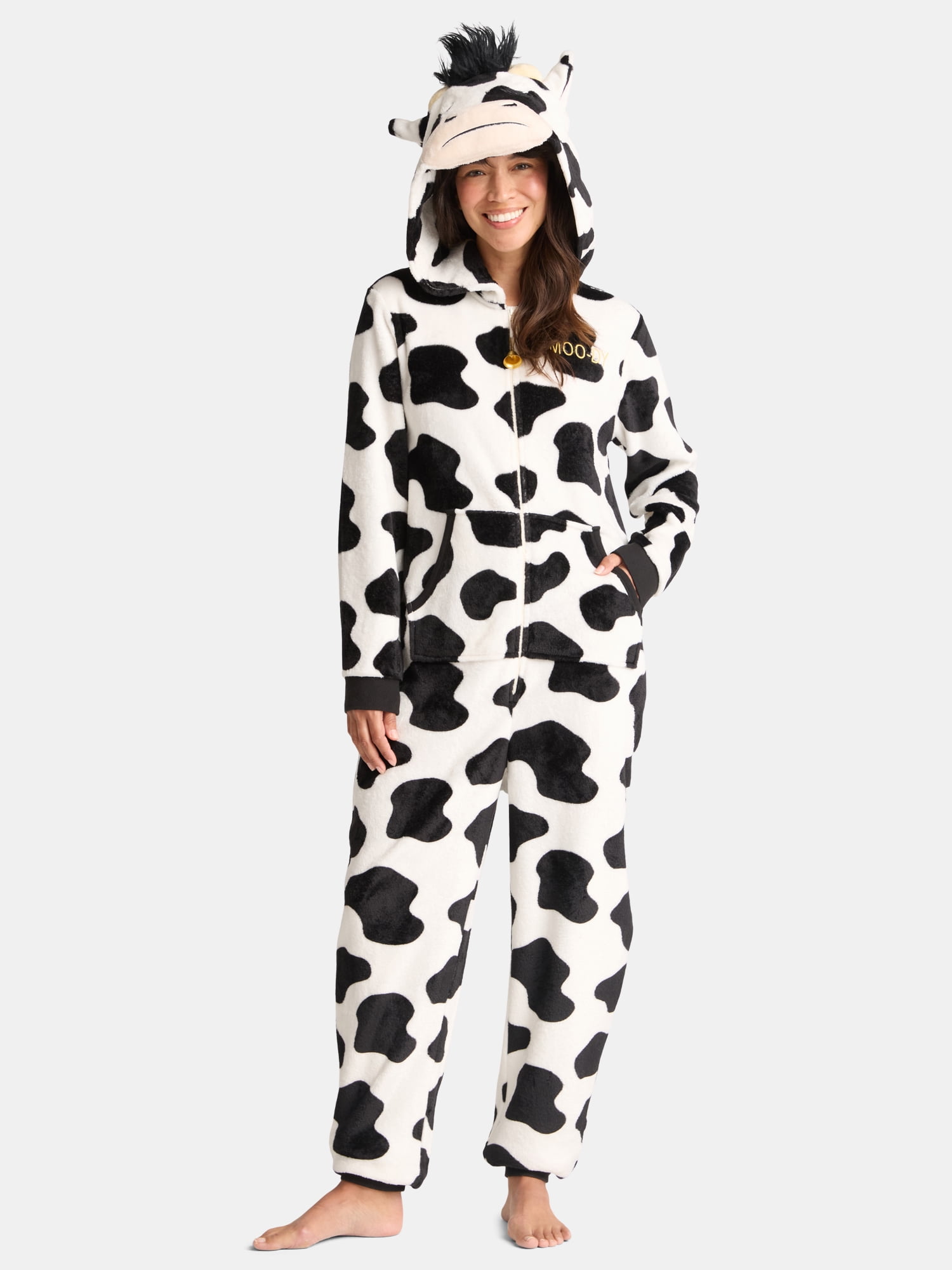Women's Cosplay Cow One Piece Pajamas from Holiday Time, Sizes XS