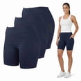 thumbnail image 1 of Women's Cotton 15 Inch Outseam Shorts with 2 Side Pockets, Navy Medium, 3-Pack, 1 of 6
