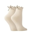 thumbnail image 1 of Women's Cotton Ankle Socks - Bow Frilly, Cute Black White, Soft Breathable Casual,Beige,One Size,Dailypoc, 1 of 4