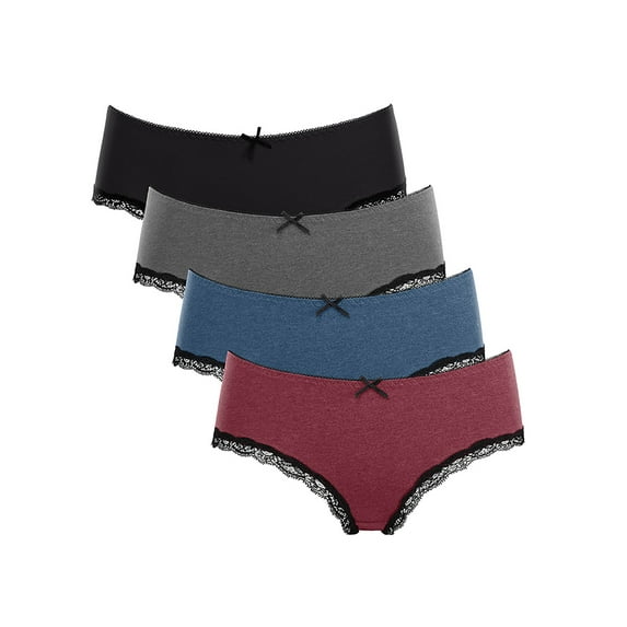Women's Cotton Assorted Hipster Panties Mid Rise Underwear, 4-Pack