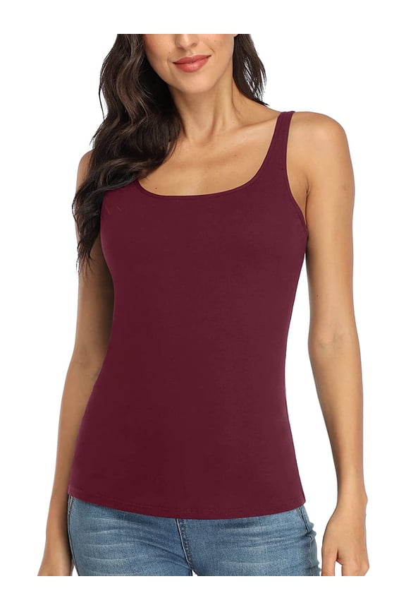 Women's Cotton Basic Camisoles with Shelf Bra Tank Tops