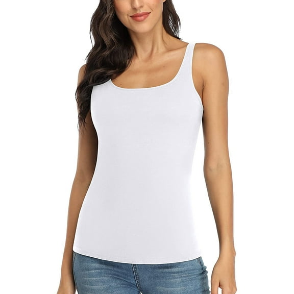 Women's Cotton Basic Camisoles with Shelf Bra Tank Tops