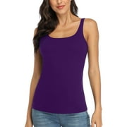 ASOUL Women's Cotton Basic Camisoles with Shelf Bra Tank Tops