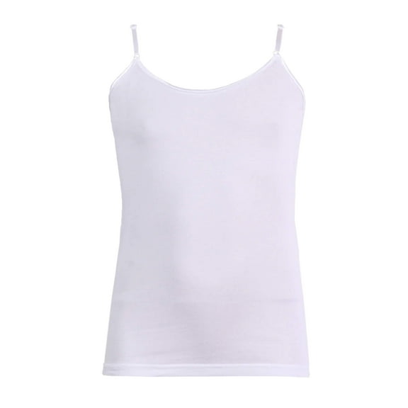 Girl's Cotton Basic Solid Camisole Adjustable Strap Tank Top Undershirts , White M, 1 Pack