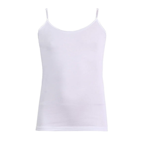 Girl's Cotton Basic Solid Camisole Adjustable Strap Tank Top Undershirts , White S, 1 Pack