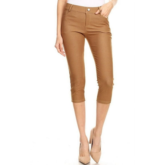 Women's Cotton Blend Capri Jeggings Stretchy Skinny Pants Jeans Leggings