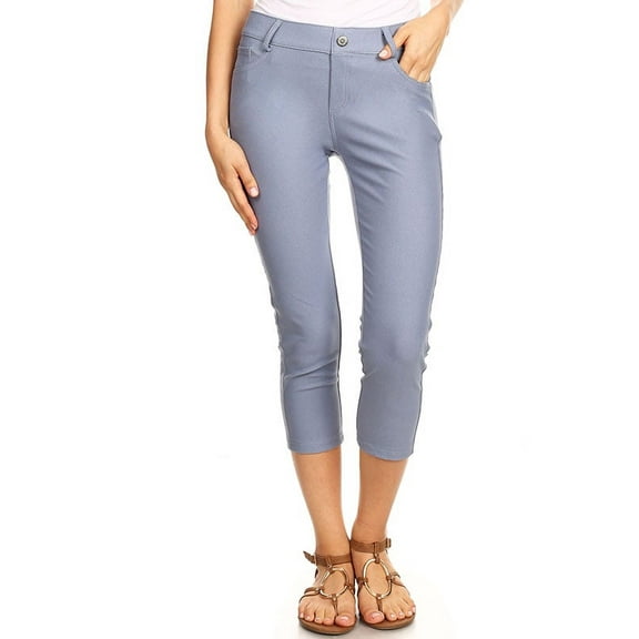 Women's Cotton Blend Capri Jeggings Stretchy Skinny Pants Jeans Leggings