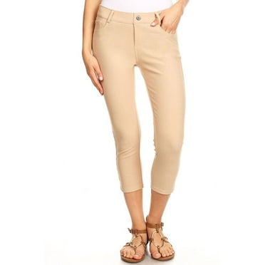 Women's Cotton Blend Capri Jeggings Stretchy Skinny Pants Jeans Leggings