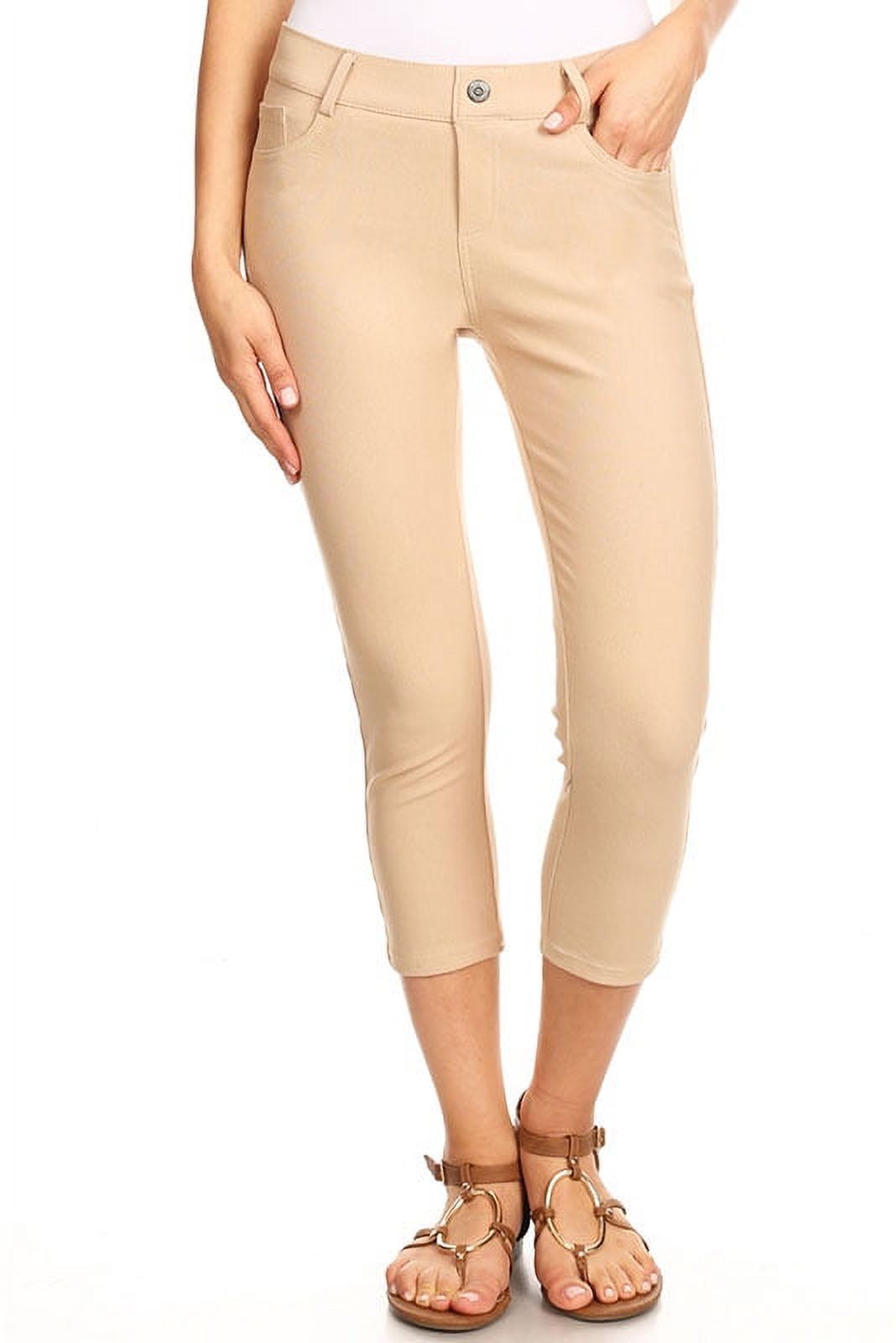 Women's Cotton Blend Capri Jeggings Stretchy Skinny Pants Jeans Leggings - image 1 of 3