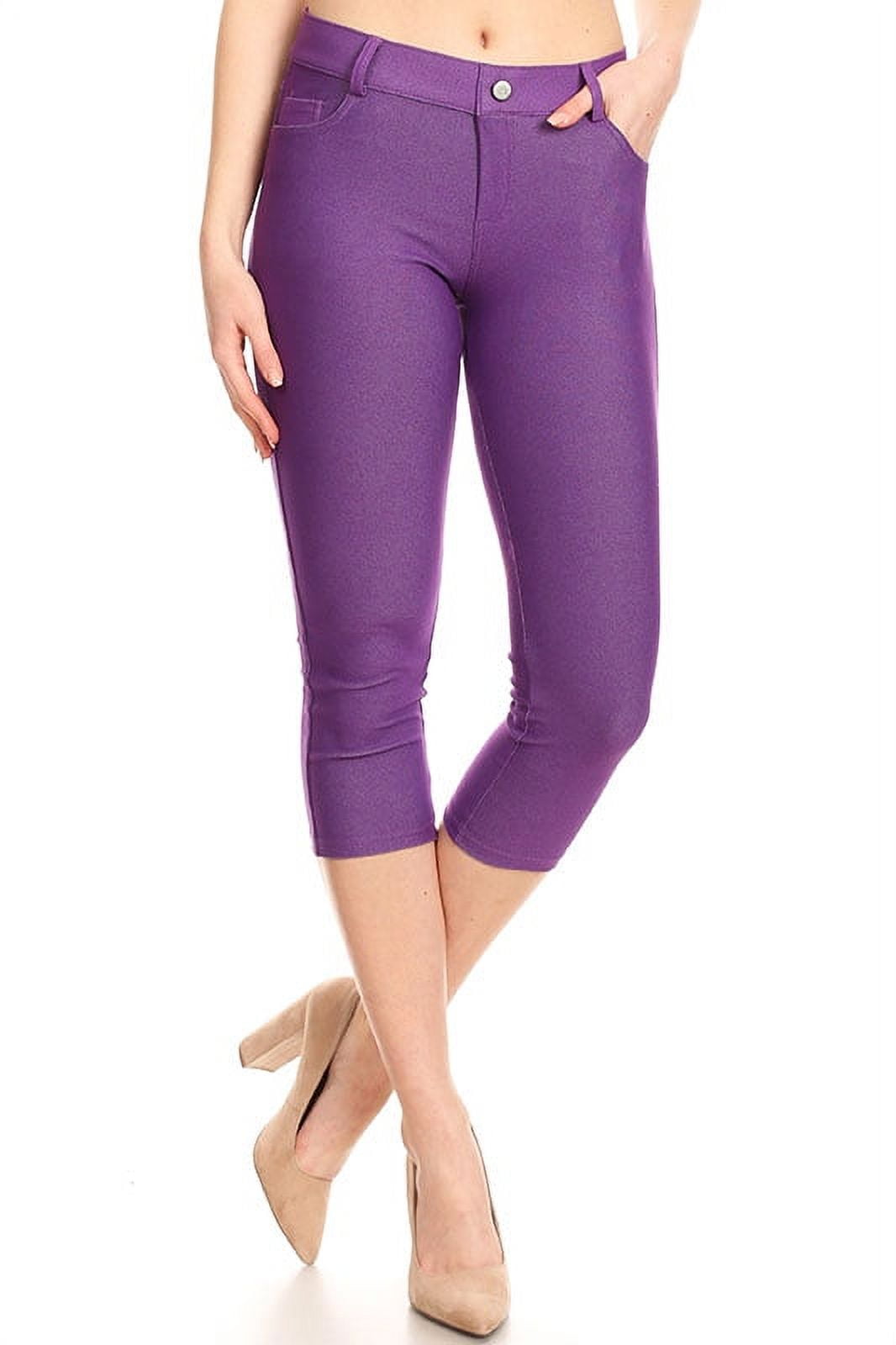 Women's Cotton Blend Capri Jeggings Stretchy Skinny Pants Jeans