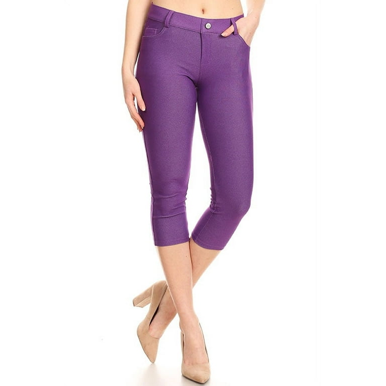 Women's Cotton Blend Capri Jeggings Stretchy Skinny Pants Jeans Leggings 