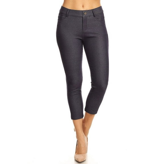 Women's Cotton Blend Capri Jeggings Stretchy Skinny Pants Jeans Leggings