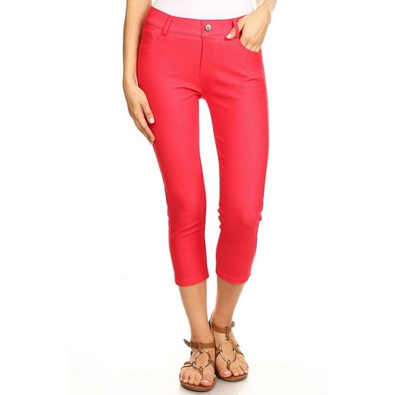 Women's Cotton Blend Capri Jeggings Stretchy Skinny Pants Jeans Leggings
