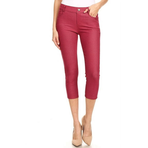 Women's Cotton Blend Capri Jeggings Stretchy Skinny Pants Jeans Leggings
