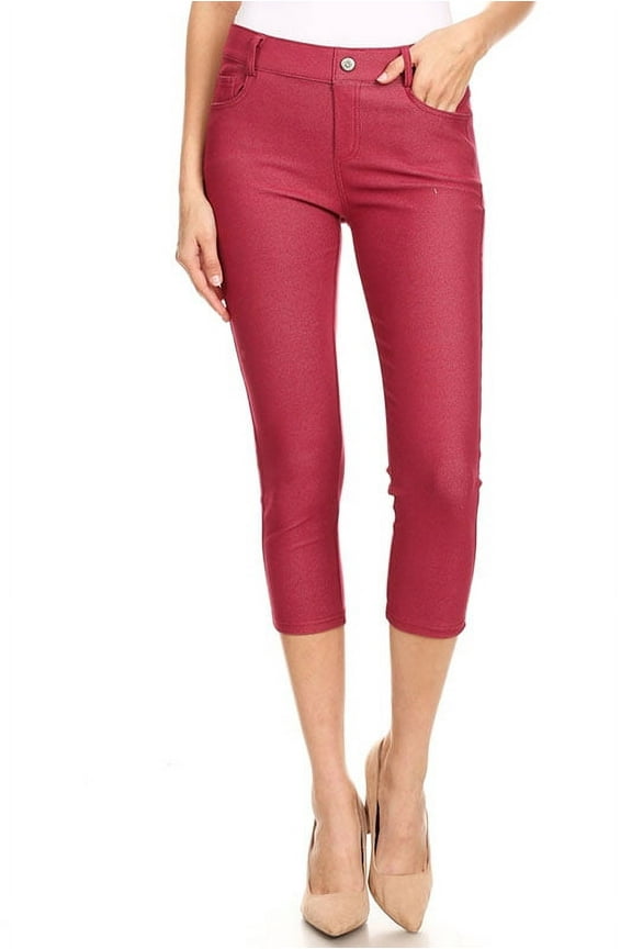 Women's Cotton Blend Capri Jeggings Stretchy Skinny Pants Jeans Leggings