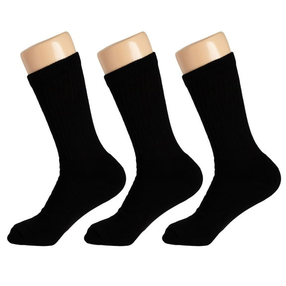 Women's Cotton Blend Crew Socks - 3 Pairs, Mid-Calf Casual & Active Socks (Fits Shoe Size 9-11)