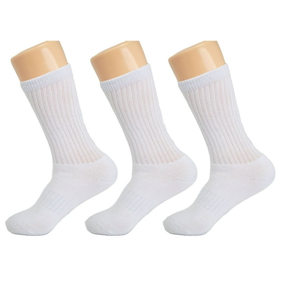 Women's Cotton Blend Crew Socks - 3 Pairs, Mid-Calf Casual & Active Socks (Fits Shoe Size 9-11)