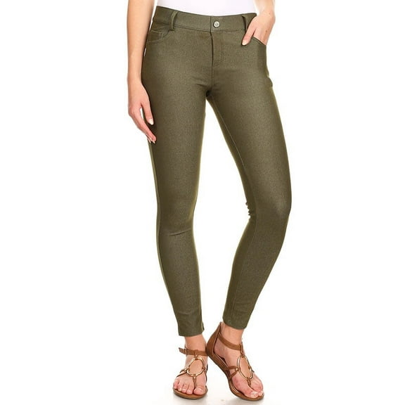 Women's Cotton Blend Full Length Jeggings Stretchy Skinny Pants Jeans Leggings