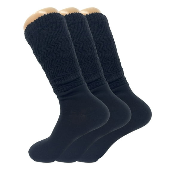 Women's Cotton Blend Slouch Socks 3-Pack - Lightweight Knee High Socks (Sizes 5-10) - Versatile Scrunch Style for Boots & Casual Wear