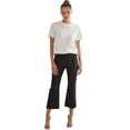 thumbnail image 1 of Womens Cotton Blend Straight Leg Cropped Pants with Pockets Black Large, 1 of 6