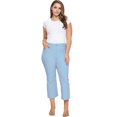 thumbnail image 1 of Womens Cotton Blend Straight Leg Cropped Pants with Pockets Light Blue X-Large, 1 of 5
