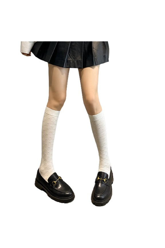 Women's Cotton Boot Socks Knee High Socks JK Preppy Calf Socks Simple Color Knee High Stockings Gifts