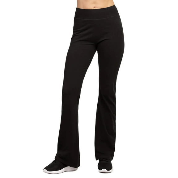 Women's Cotton Bootcut Pants Workout Bootleg Yoga Pants, Black Large, 1 Pack