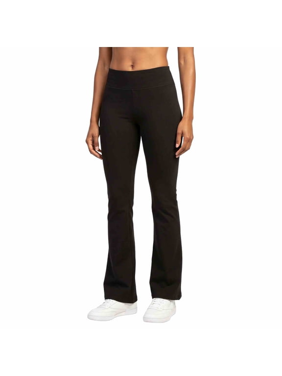 Women's Cotton Bootcut Pants Workout Bootleg Yoga Pants, Black X-Large, 1 Pack