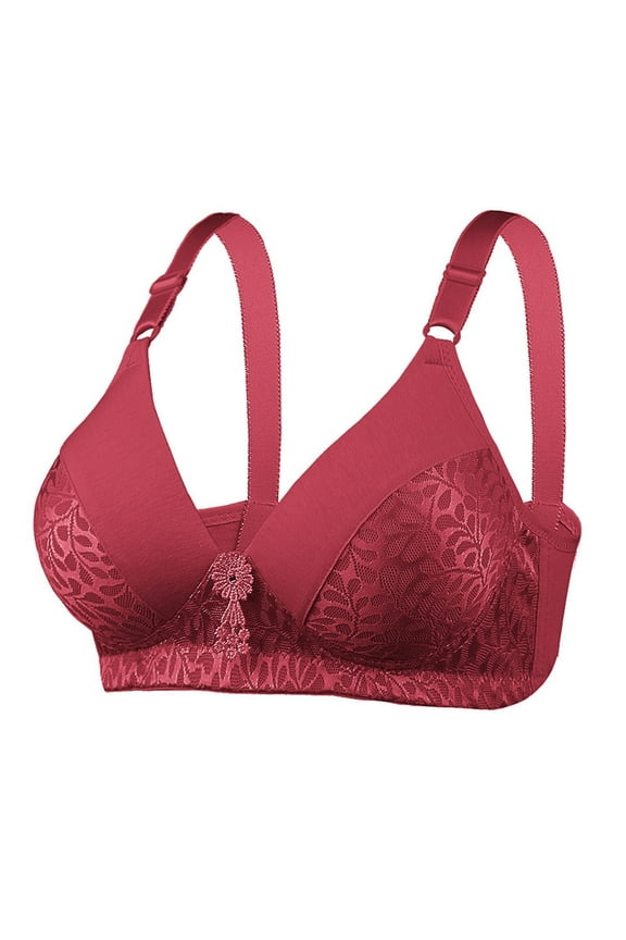 Women's Cotton Bra - Middle/Elderly, No Steel Ring, Jacquard Thin Cup, Medium Support - Sizes 36-42