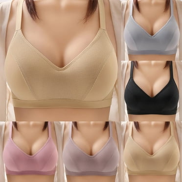 Women's Cotton Bra: Non-Wired, Breathable Comfort Bra with Gathered Middle Button for Daily Wear and Intimacy