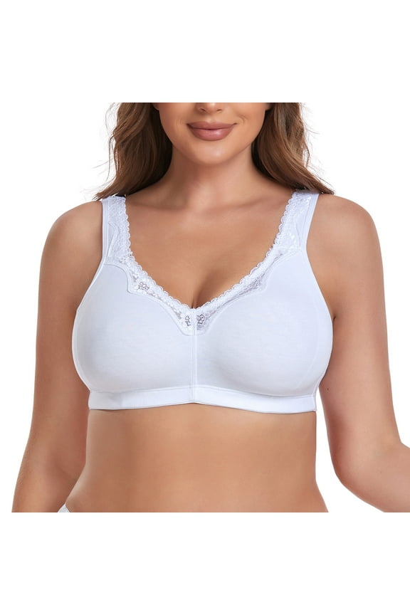 Women's Cotton Bra Seamless Unlined Plus Size Comfort Full Coverage Bra 32DD