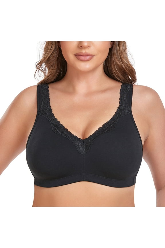 Women's Cotton Bra Seamless Unlined Plus Size Comfort Full Coverage Bra 34DD