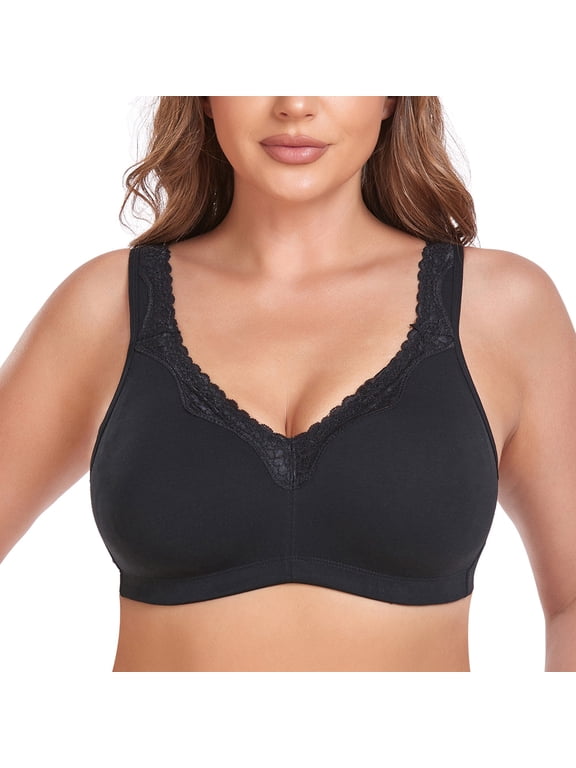 Women's Cotton Bra Seamless Unlined Plus Size Comfort Full Coverage Bra 36B