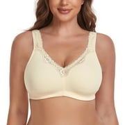 Women's Cotton Bra Seamless Unlined Plus Size Comfort Full Coverage Bra 36DD