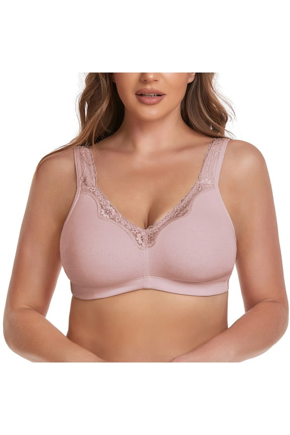 Women's Cotton Bra Seamless Unlined Plus Size Comfort Full Coverage Bra 38DDD