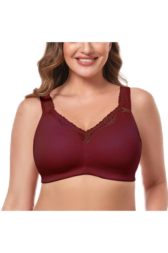 Women's Cotton Bra Seamless Unlined Plus Size Comfort Full Coverage Bra 38D