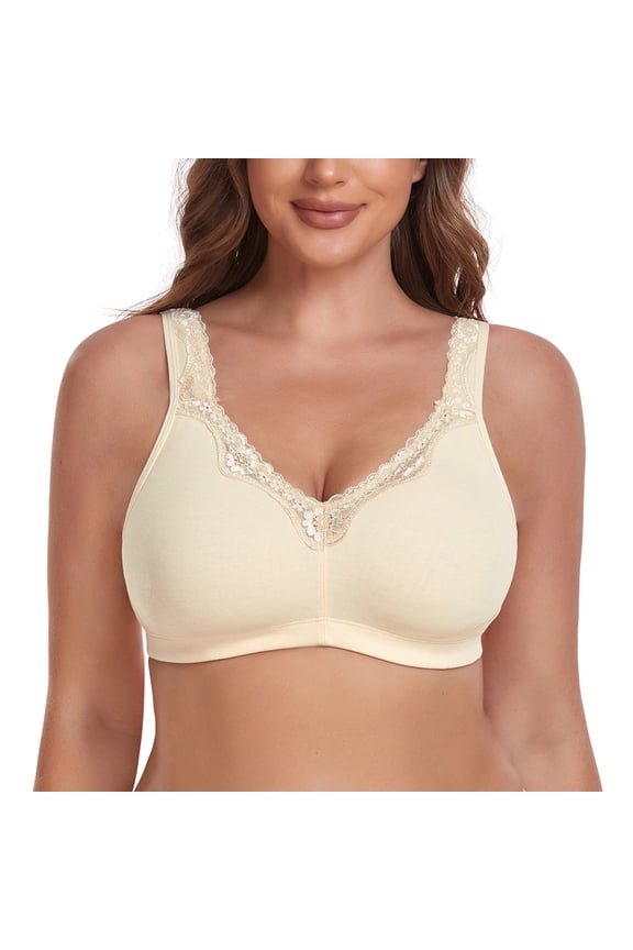 Women's Cotton Bra Seamless Unlined Plus Size Comfort Full Coverage Bra 40DD