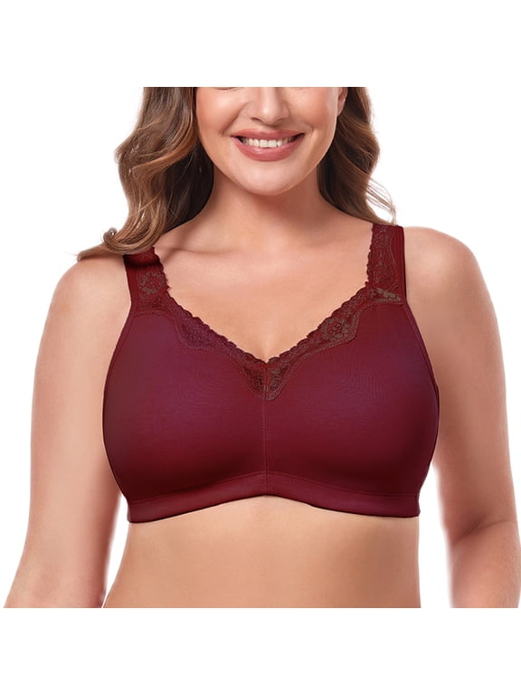 Women's Cotton Bra Seamless Unlined Plus Size Comfort Full Coverage Bra 44G