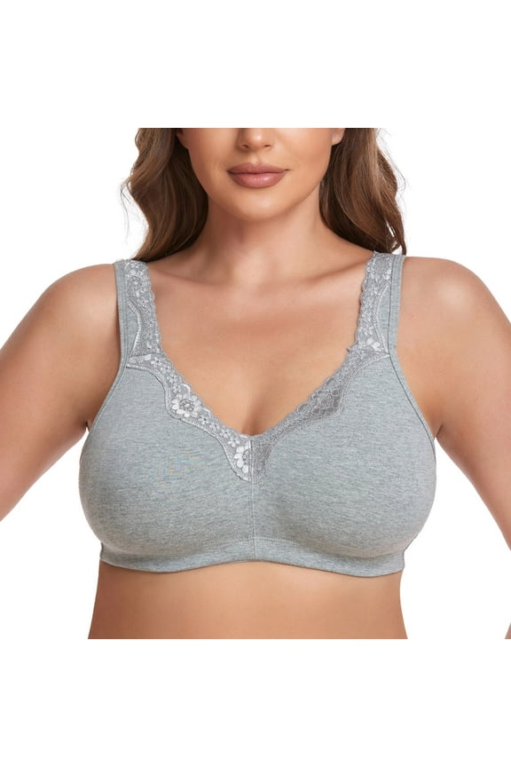 Women's Cotton Bra Seamless Unlined Plus Size Comfort Full Coverage Bra 50D