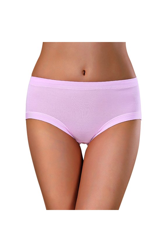 Women's Cotton Brief Solid Color Three Layer Anti Lateral Leakage Conservative Mid Waist Physiological Pants Viscose Fiber 1Pc Pink Size M-3Xl Women's Panties