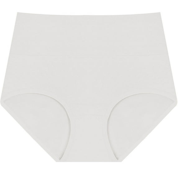 Women's Cotton Briefs, High Waisted Womens Underwear Cotton Threaded Postpartum Full Coverage Panties Stretch Briefs Plus Size S-3XL