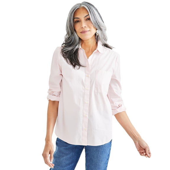 Women's Cotton Button Up Shirt Lotus Pink XXL