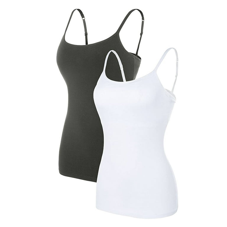 Women s Cotton Camis Tank Top Basic Undershirts 2 Pack Walmart