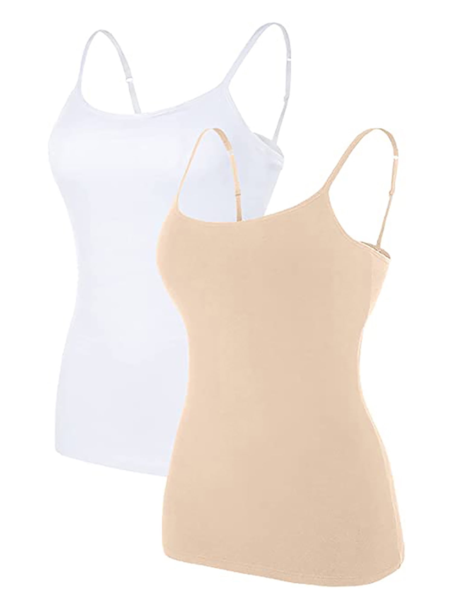 Women's Camisole Cotton Tank Top with Shelf Bra Adjustable Wide Strap Basic  Undershirt